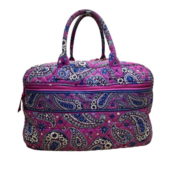 Vera Bradley Women’s Pink Quilted Paisley Print Shoulder & Handheld Duffle Bag - Picture 2 of 13